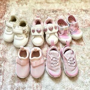6 pairs of girls size 5 shoes.